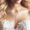 Bridal pave vine leaf cubic zirconia crystal necklace earrings set