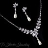 Pearl and Cubic Zirconia Bridal Wedding Necklace Earring Jewelry Set