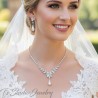 Pearl and Cubic Zirconia Bridal Wedding Necklace Earring Jewelry Set