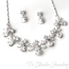 Cubic Zirconia Crystal Bridal Necklace Earrings Wedding Jewelry Set