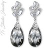 Charcoal Grey Crystal Necklace Earrings Set - Bridesmaid Gift Set