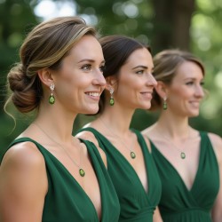 Light Grey Crystal Necklace Earrings Set - Bridesmaid Gift Set