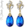Something Blue Crystal Necklace Earrings Bridesmaid Jewelry Gift Set
