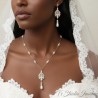 Bridal Necklace Earrings Jewelry Set with Pearls Silver Gold Rose Gold