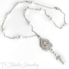 Bridal Necklace Earrings Jewelry Set with Pearls Silver Gold Rose Gold