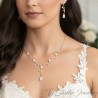 Backdrop bridal vine leaf cubic zirconia crystal necklace earrings set