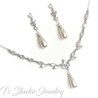 Backdrop Style Pearl Bridal Wedding Necklace and Earring Jewelry Set
