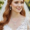Backdrop Style Pearl Bridal Wedding Necklace and Earring Jewelry Set