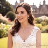 Pearl and CZ Back Drop Bridal Necklace Earrings Wedding Jewelry Set
