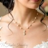 Pearl and CZ Back Drop Bridal Necklace Earrings Wedding Jewelry Set