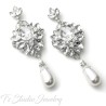 Pearl Bridal Chandelier Earrings - Vintage Style Wedding Jewelry