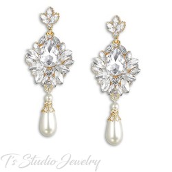 Pearl Bridal Chandelier Earrings - Vintage Style Wedding Jewelry