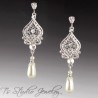 Pearl Crystal Chandelier Bridal Earrings - silver, gold, or rose gold