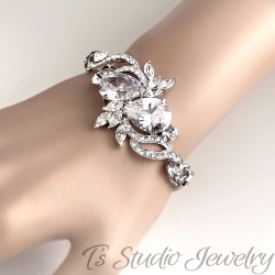 CZ Cubic Zirconia Rhinestone Crystal Bridal Chandelier Hoop Earrings