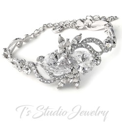 CZ Cubic Zirconia Rhinestone Crystal Bridal Chandelier Hoop Earrings