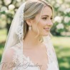 Pearl bridal earrings cubic zirconia crystal cluster chandelier drop