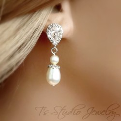 Pearl Bridal Wedding Earrings - Available in silver, gold or rose gold