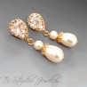 Gold Pearl Bridal Wedding Earrings - in silver, gold or rose gold