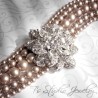 Vintage Champagne Pearl Silver Rhinestone Bridal Chandelier Earrings