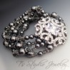 Dark Charcoal Grey Pearl Silver Rhinestone Bridal Chandelier Earrings