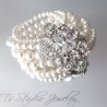 Vintage Style Rhinestone Crystal and Pearl Chandelier Bridal Earrings