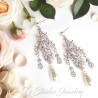 Romantic Vintage Style Rhinestone Crystal and Pearl Chandelier Bridal Earrings - White or Ivory Swarovski Pearl Wedding Jewelry