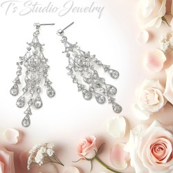 Romantic Vintage Style Rhinestone Crystal Chandelier Bridal Earrings