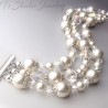 Long Bridal Earrings Pearl and Crystal Cluster - Beach Theme Wedding
