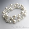 Long Bridal Earrings Pearl and Crystal Cluster - Beach Theme Wedding