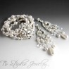 Long Swarovski Pearl and Crystal Rhinestone Chandelier Bridal Earrings