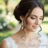 Silver Pave Teardrop Pearl Bridal Chandelier Wedding Jewelry Earrings
