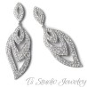Long Crystal Rhinestone Silver and Clear Pageant Chandelier Earrings