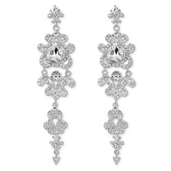 Long Rhinestone Crystal Pageant or Prom Earrings - Statement Earrings