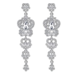Long Rhinestone Crystal Pageant or Prom Earrings - Statement Earrings