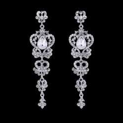 Long Rhinestone Crystal Pageant or Prom Earrings - Statement Earrings