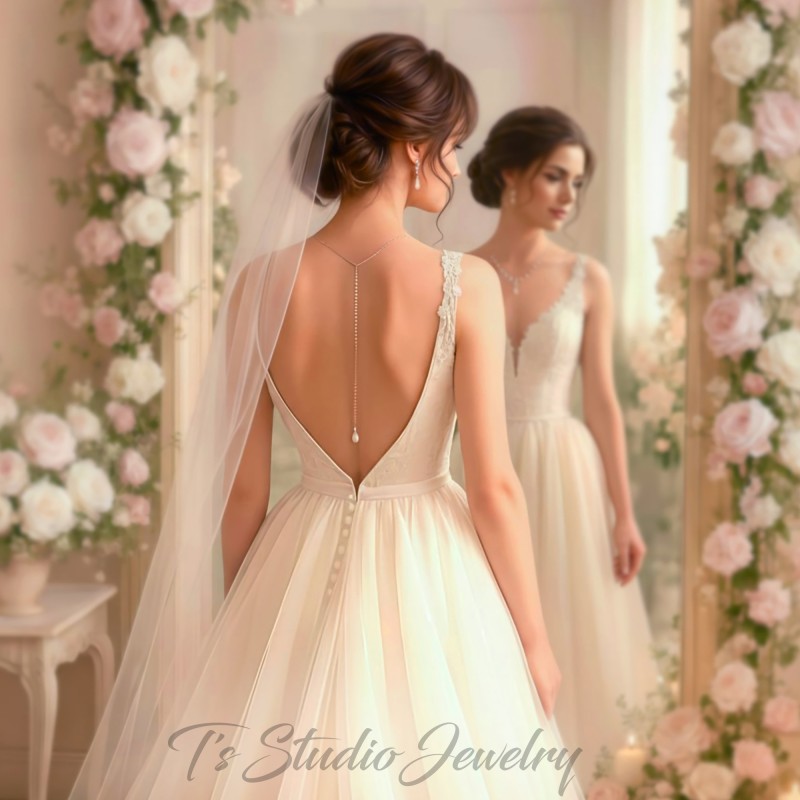 Backdrop Style Pearl Bridal Wedding Necklace and Earring Jewelry Set Backdrop Style Pearl Bridal Wedding Necklace and Earring Jewelry Set
