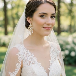 Long Gold Pearl and Rhinestone Crystal Bridal Chandelier Earrings