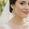 Long Gold Pearl and Rhinestone Crystal Bridal Chandelier Earrings