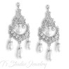 Long Gold Pearl and Rhinestone Crystal Bridal Chandelier Earrings
