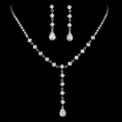 Square Crystal Rhinestone Bridal Jewelry Set