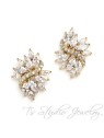 Marquis CZ Cubic Zirconia Crystal Cluster Gold Bridal Stud Earrings