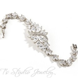 Marquis CZ Cubic Zirconia Crystal Cluster Bridal Bracelet