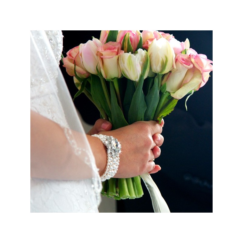 Pearl and Crystal Cuff Bridal Bracelet